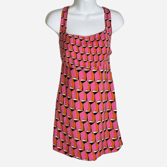 Diane Von Furstenberg x Target DVF Mini Shift Dress Size 8 Pink Modern Geo Print - Picture 2 of 8